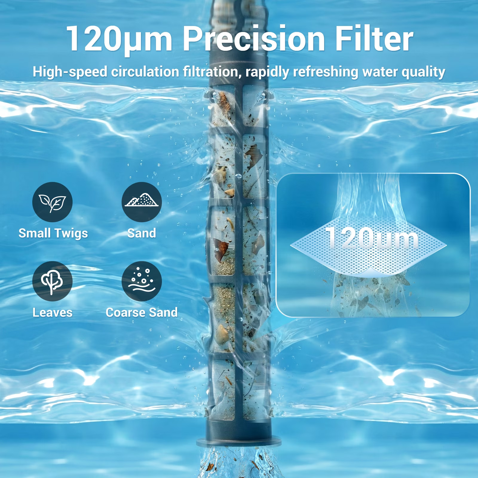Efurden Cordless Pool Vacuum, Handheld Pool Vacuum with Running Time, Green