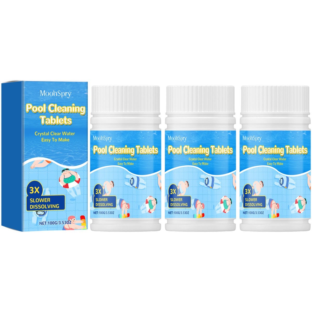 Pool Cleaning Tablets For Crystal Clear Water,Clears Cloudy Or Hazy Pool Water
