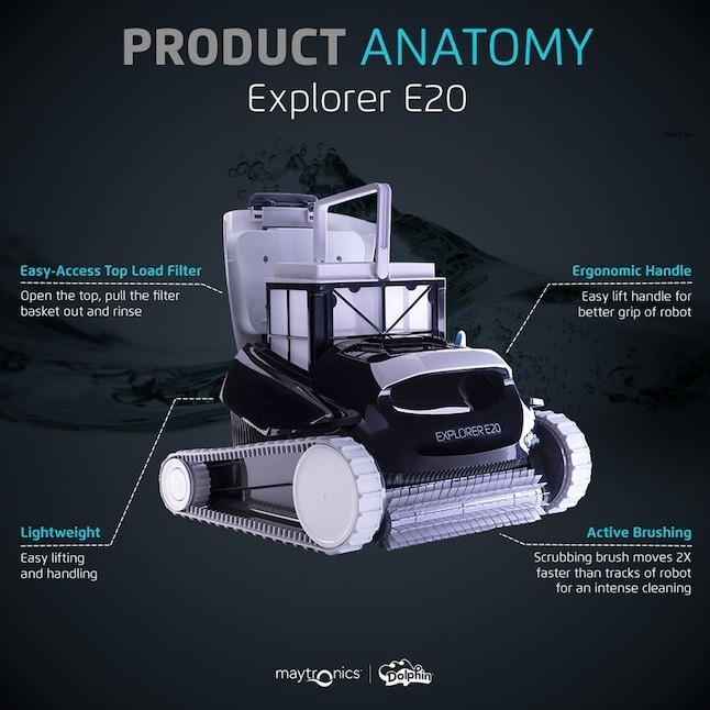 Dolphin Explorer E20 for Pools up to 33FT in Length 16-in Robotic Pool Vacuum