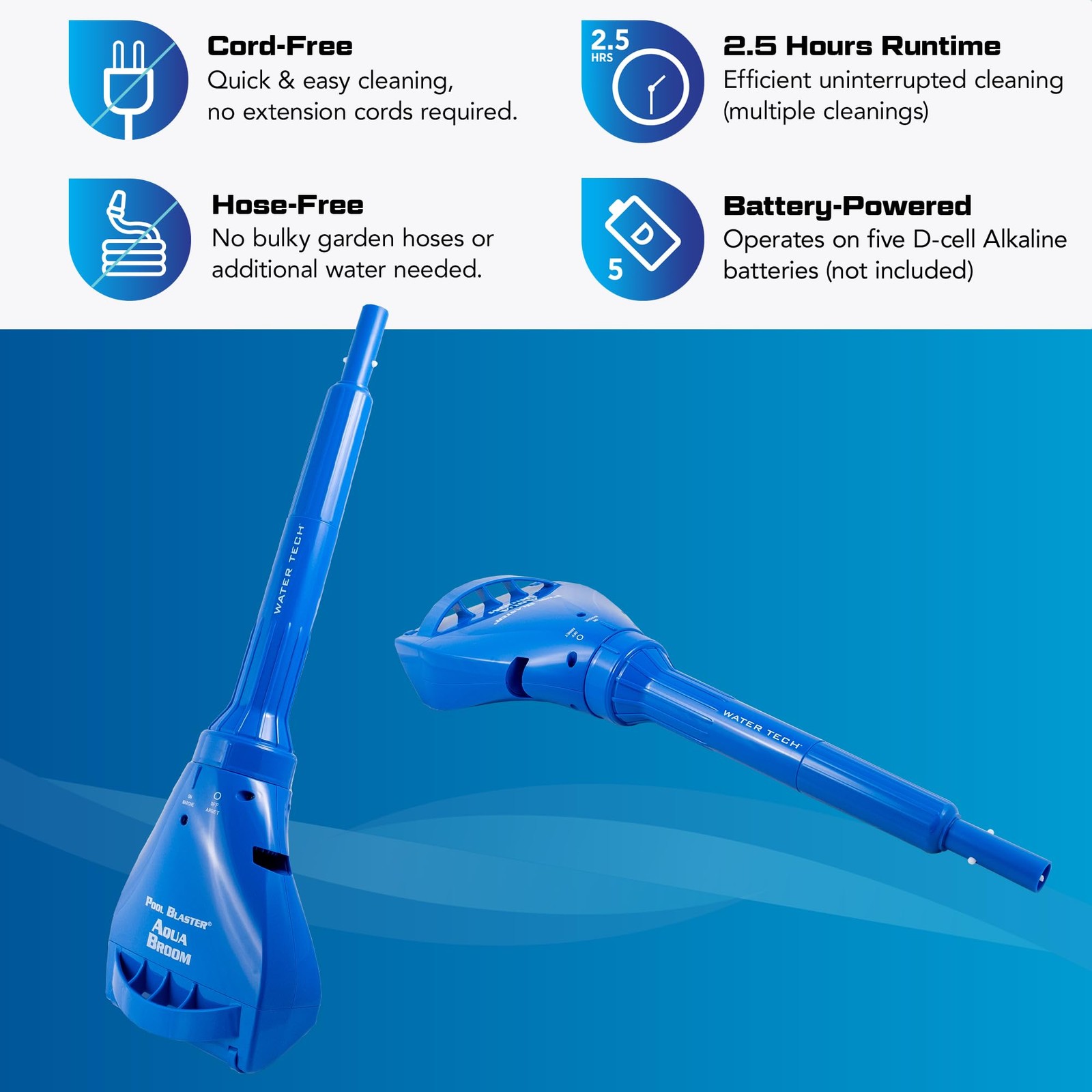 Pool Blaster Aqua Broom XL Ultra Cordless Pool & Spa Vacuum Cleaner with Pole
