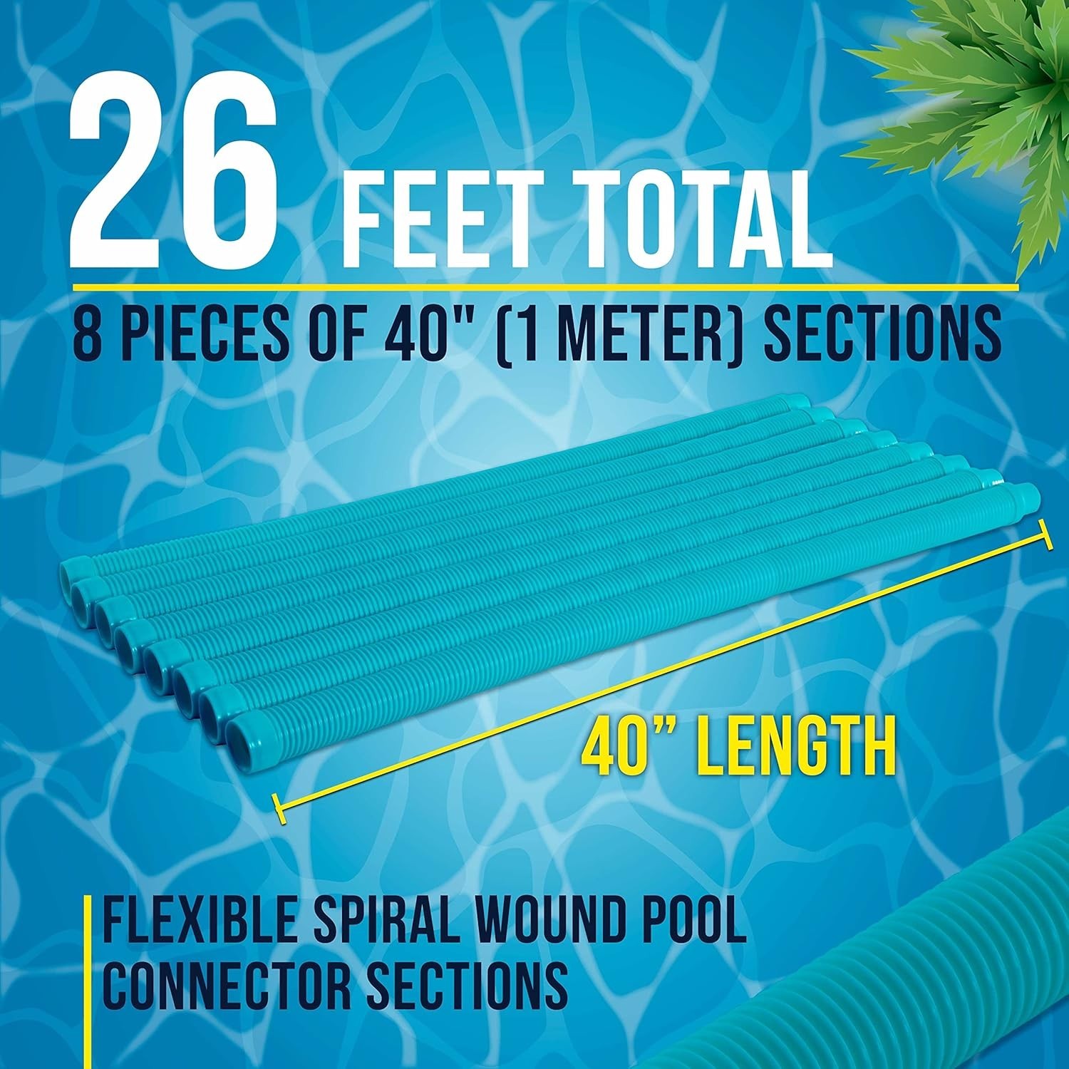 Universal Fit Teal Pool Vacuum Hose Set – 40” Sections for Easy Installation