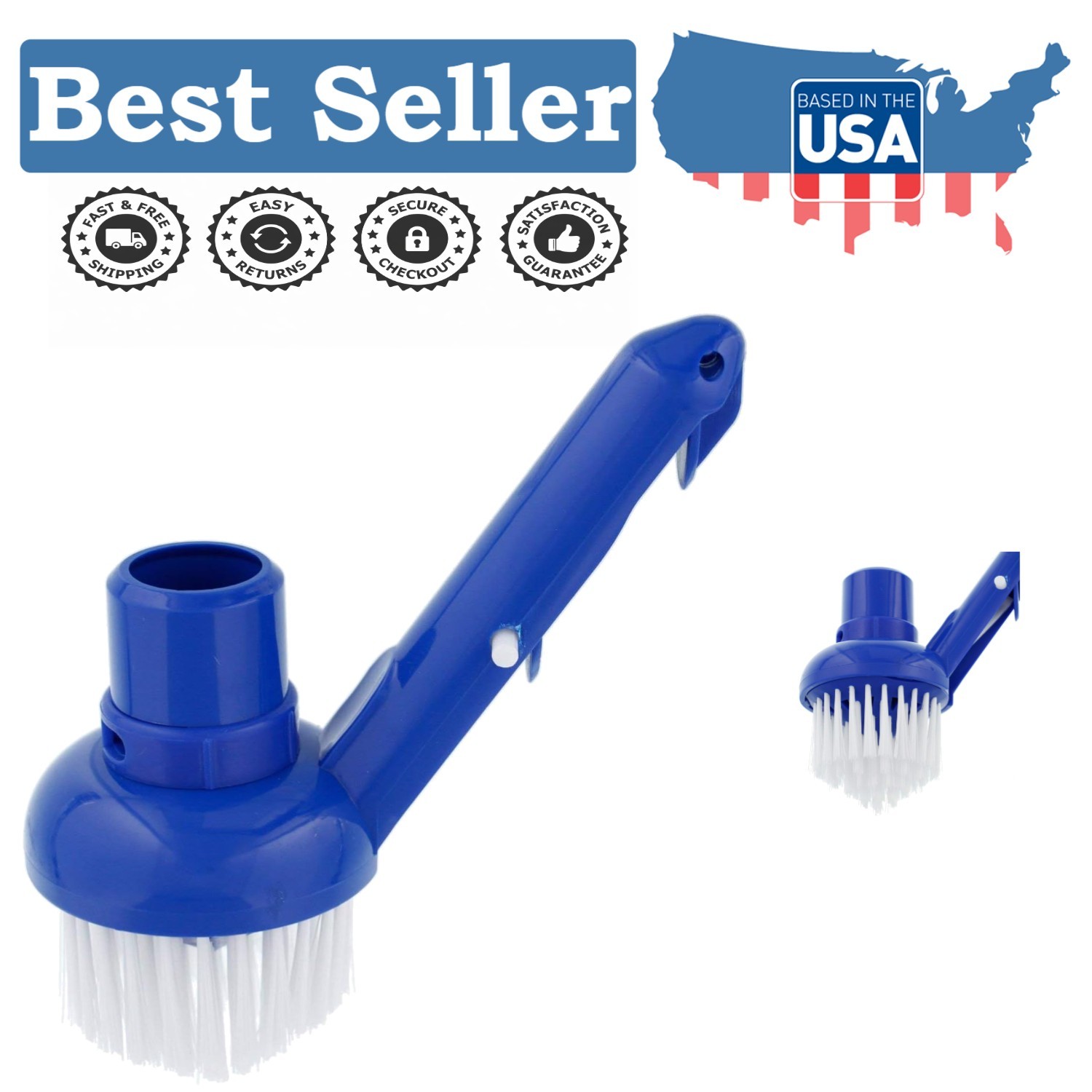 Versatile Pool Vacuum Brush: Cleans Corners, Steps; Connects to Standard Hoses