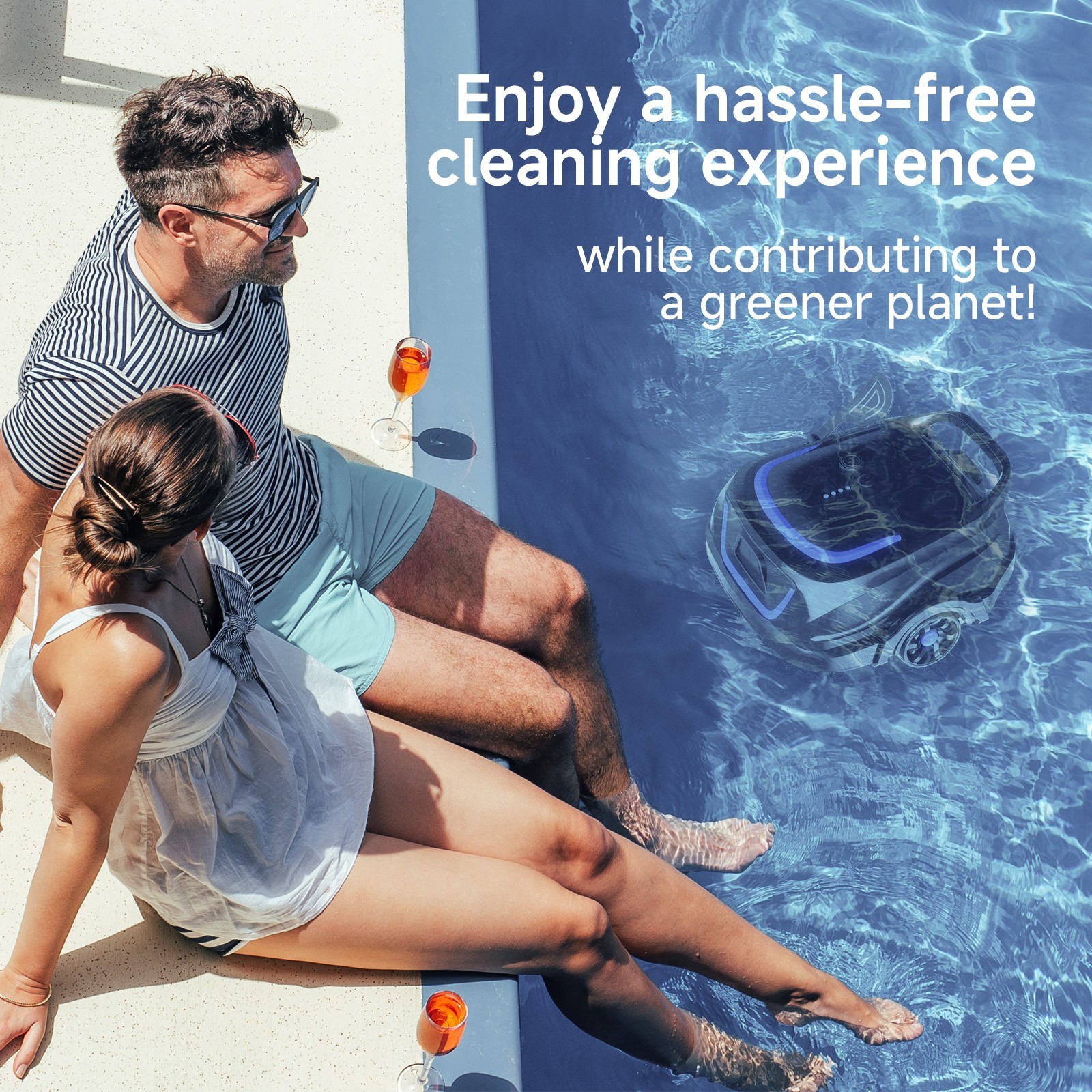 WYBOT A1 Cordless Robotic Pool Cleaner Automatic Pool Vacuum 1076 Sq.ft