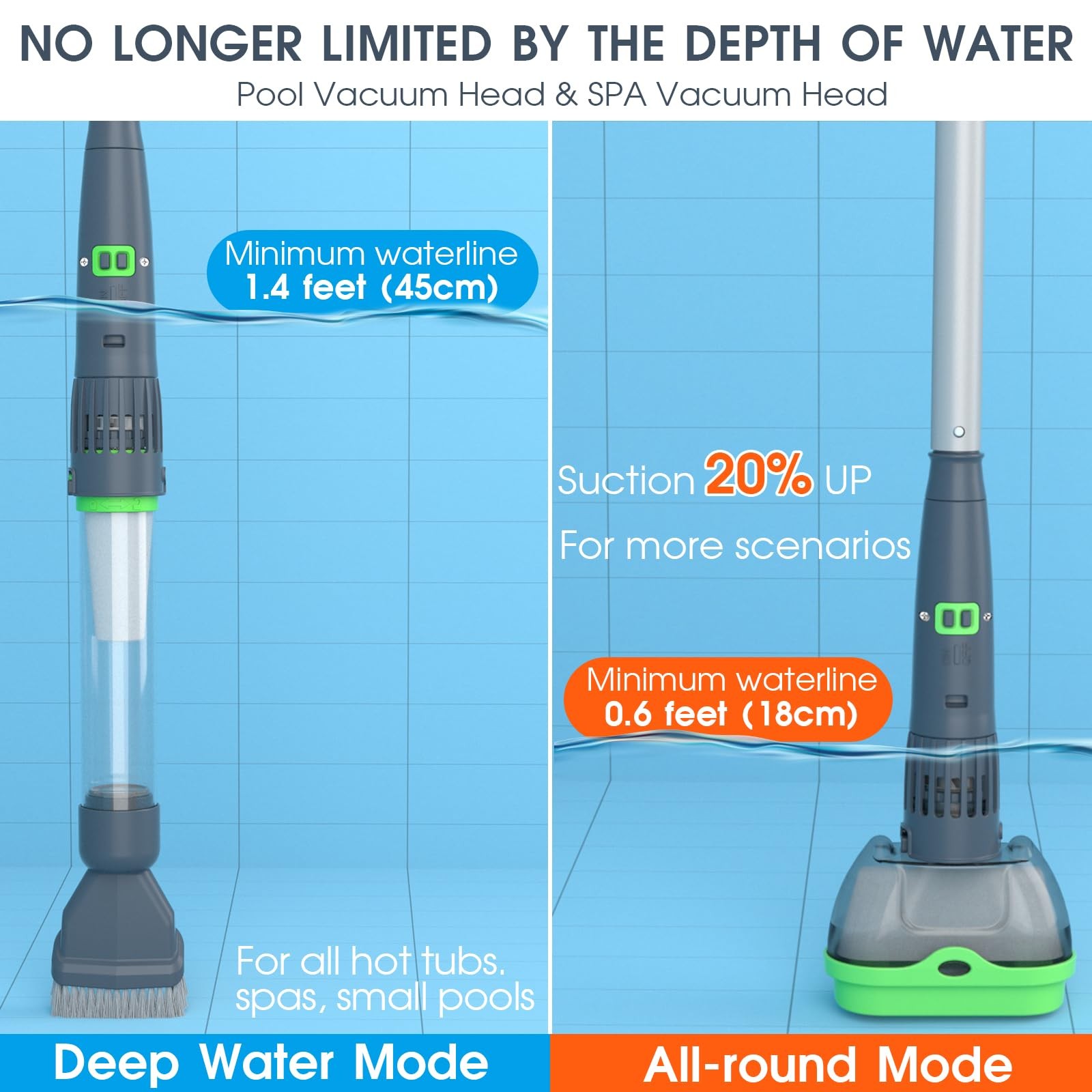 Rechargeable Pool & Spa Hot Tub Vacuum Cleaner – Dual Mode & Magnetic Green