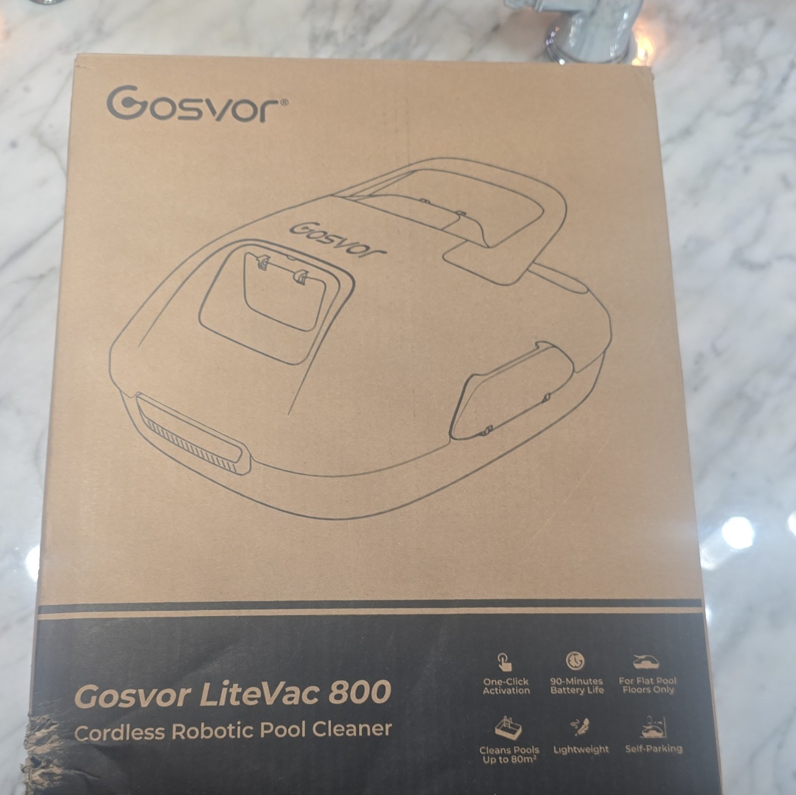 Gosvor LiteVac 800 Cordless Robotic Pool Cleaner Self-Park PRX1S White/Orange
