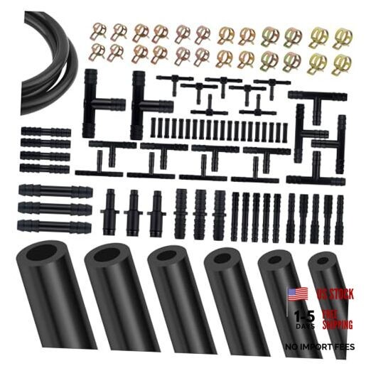 5Ft Vacuum Hose Automotive Set – 6 Sizes 3/8″, 5/16″,1/4″,3/16″,5/32″,1/8″ 94PCS
