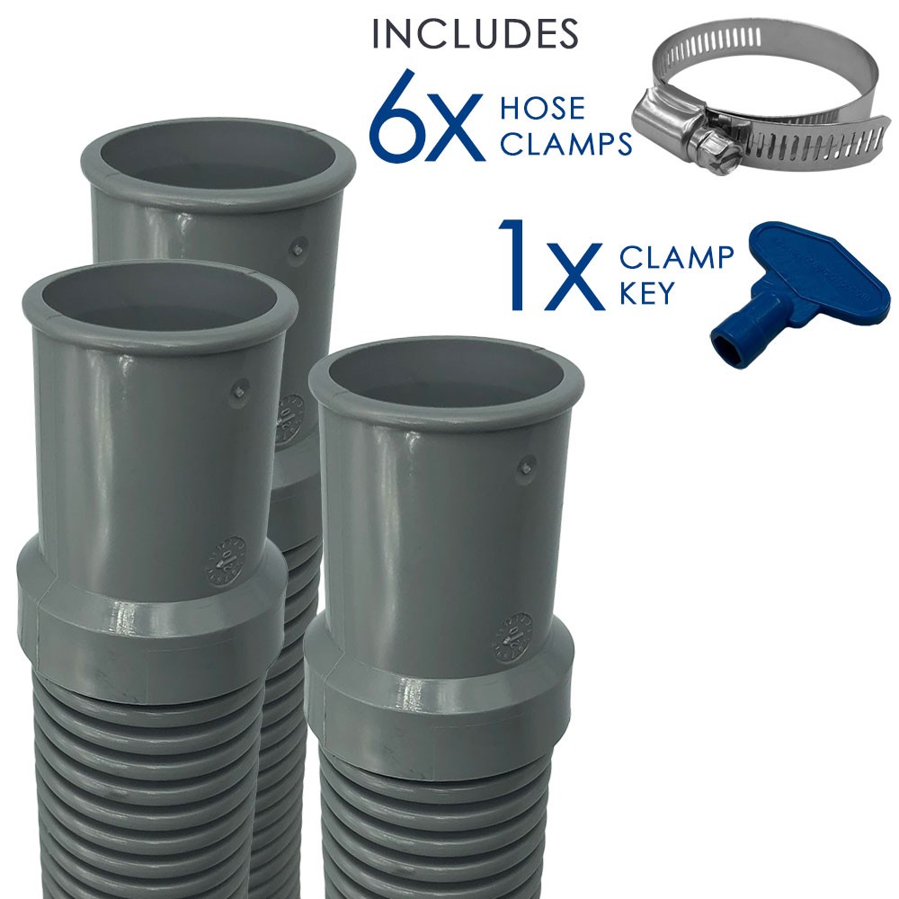 Puri Tech Heavy Duty Above Ground Filter Hose w Clamps 1.25 inch x 3 ft – 3 Pack