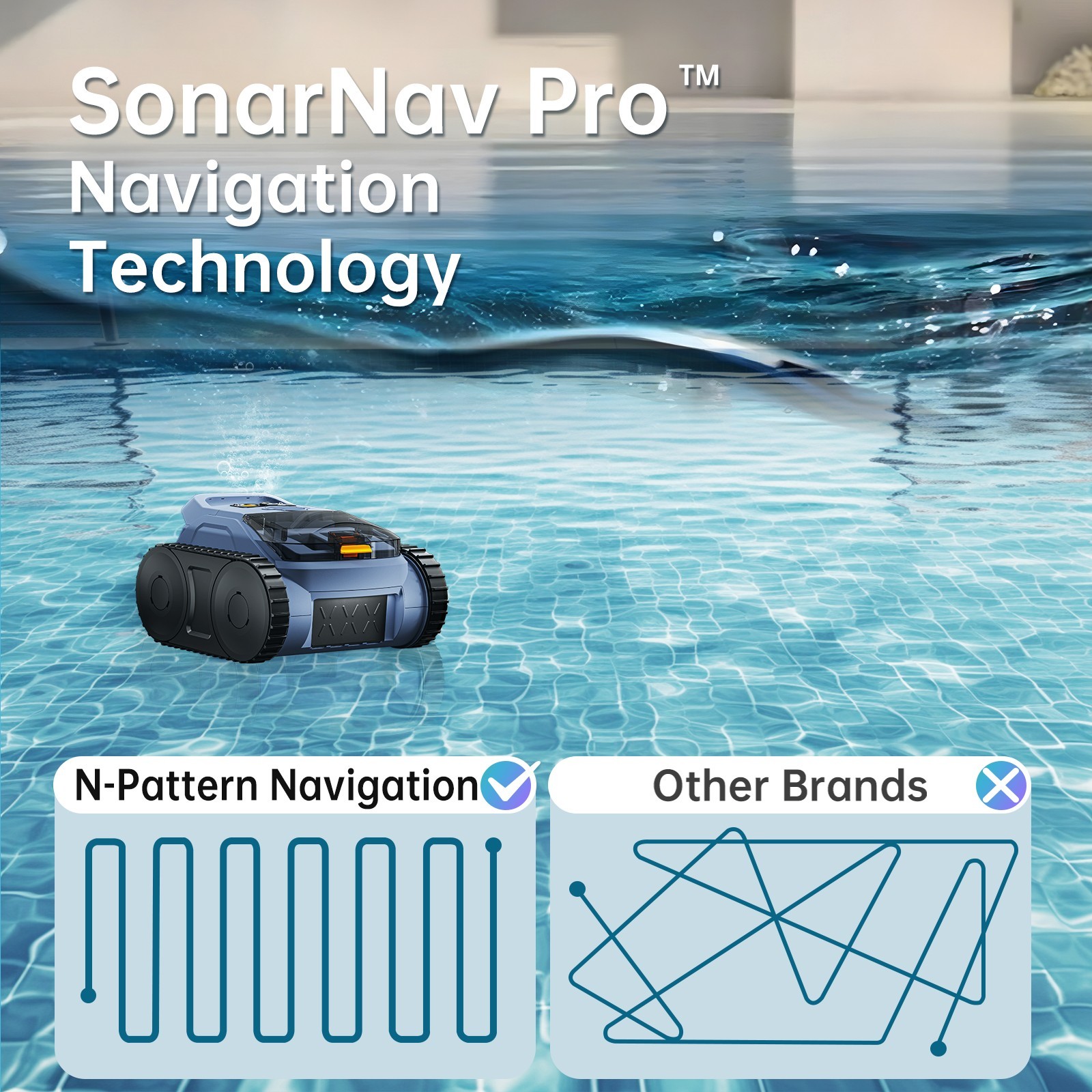 Seauto Smart Cordless Robotic Pool Vacuum Wall&Waterline Cleaning For All Pools