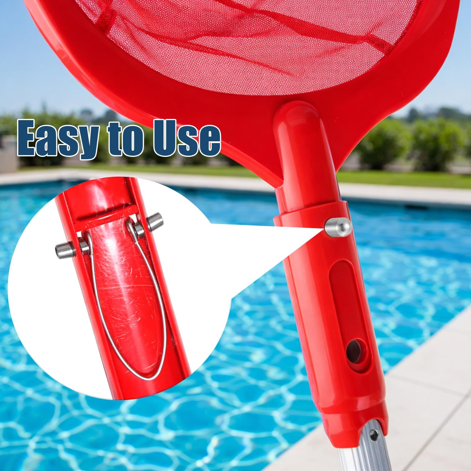 Dplolng 3 Pcs Pool Pole Clips,Stainless Steel Brush 1-1/4 inches, Silver