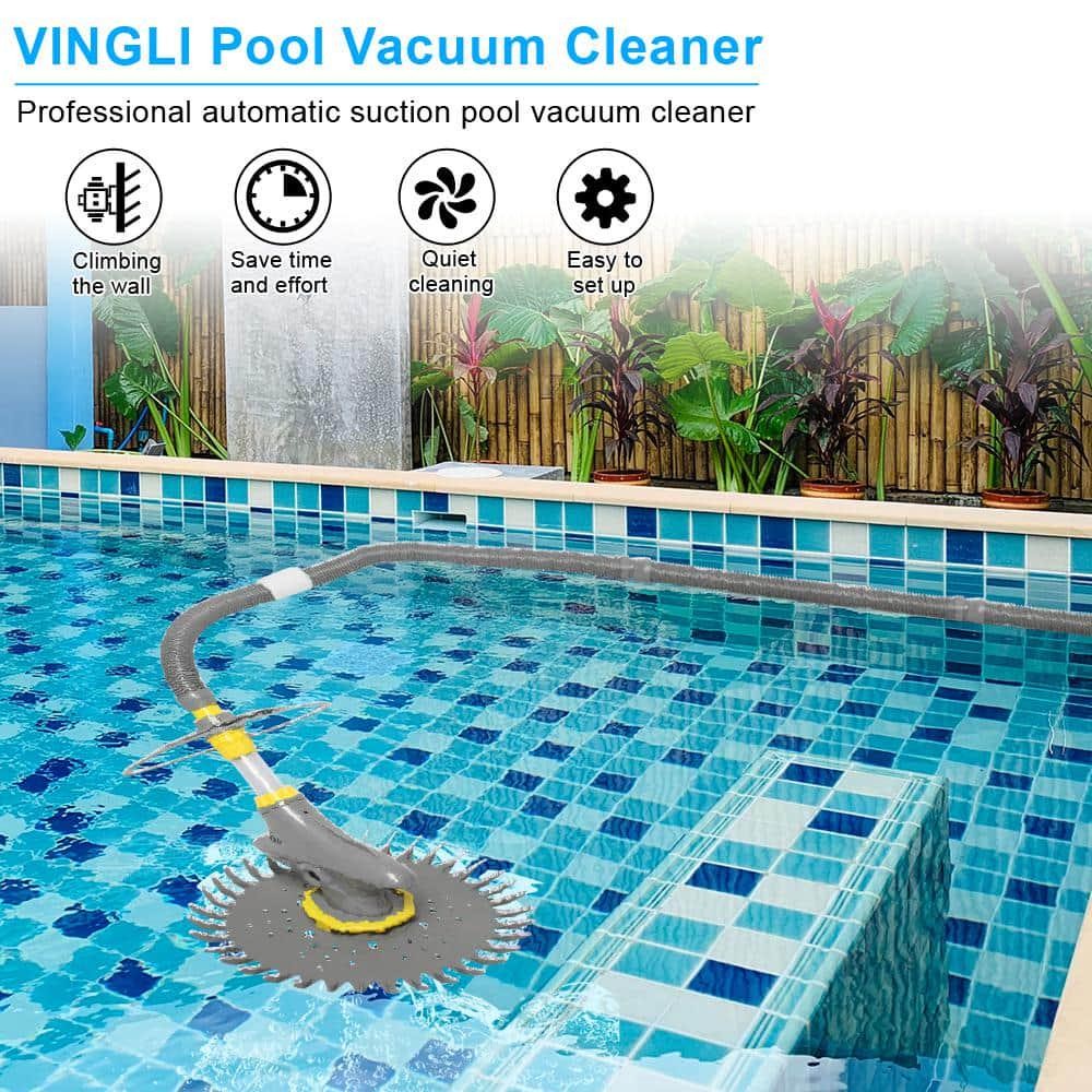 VINGLI Automatic Suction Side Pool Vacuum In Ground and Above Ground Pool Grey
