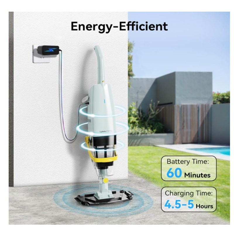 Lydsto Handheld Pool Vacuum w Telescopic Pole, Rechargeable, Strong Suction