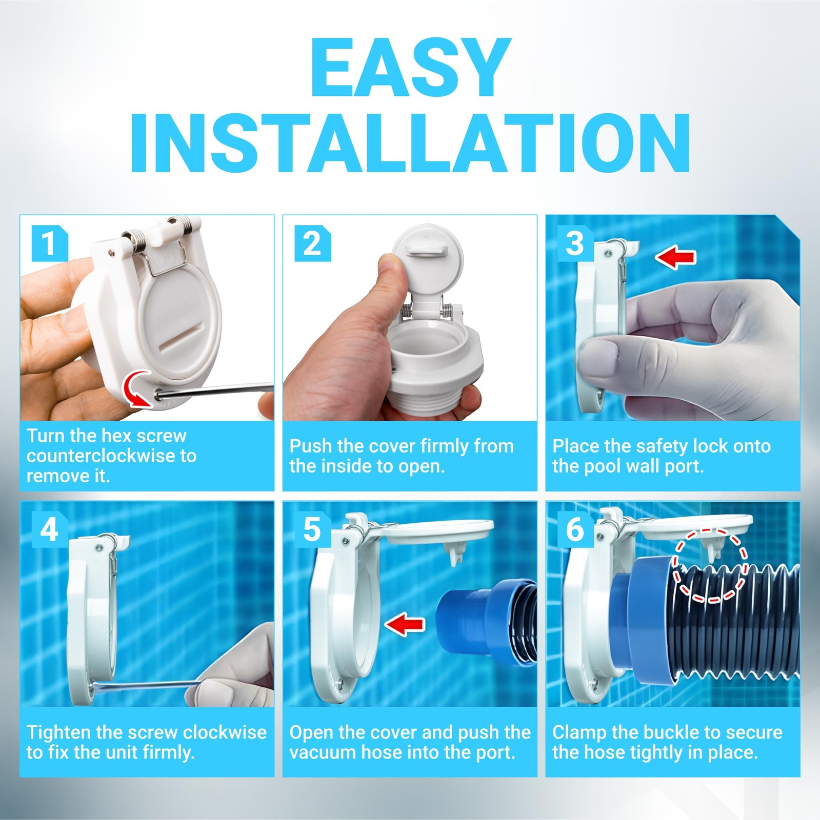 W400BWHP Free Rotating Vacuum Lock Safety Wall Fitting – Fit for Zodiac, Hayw…