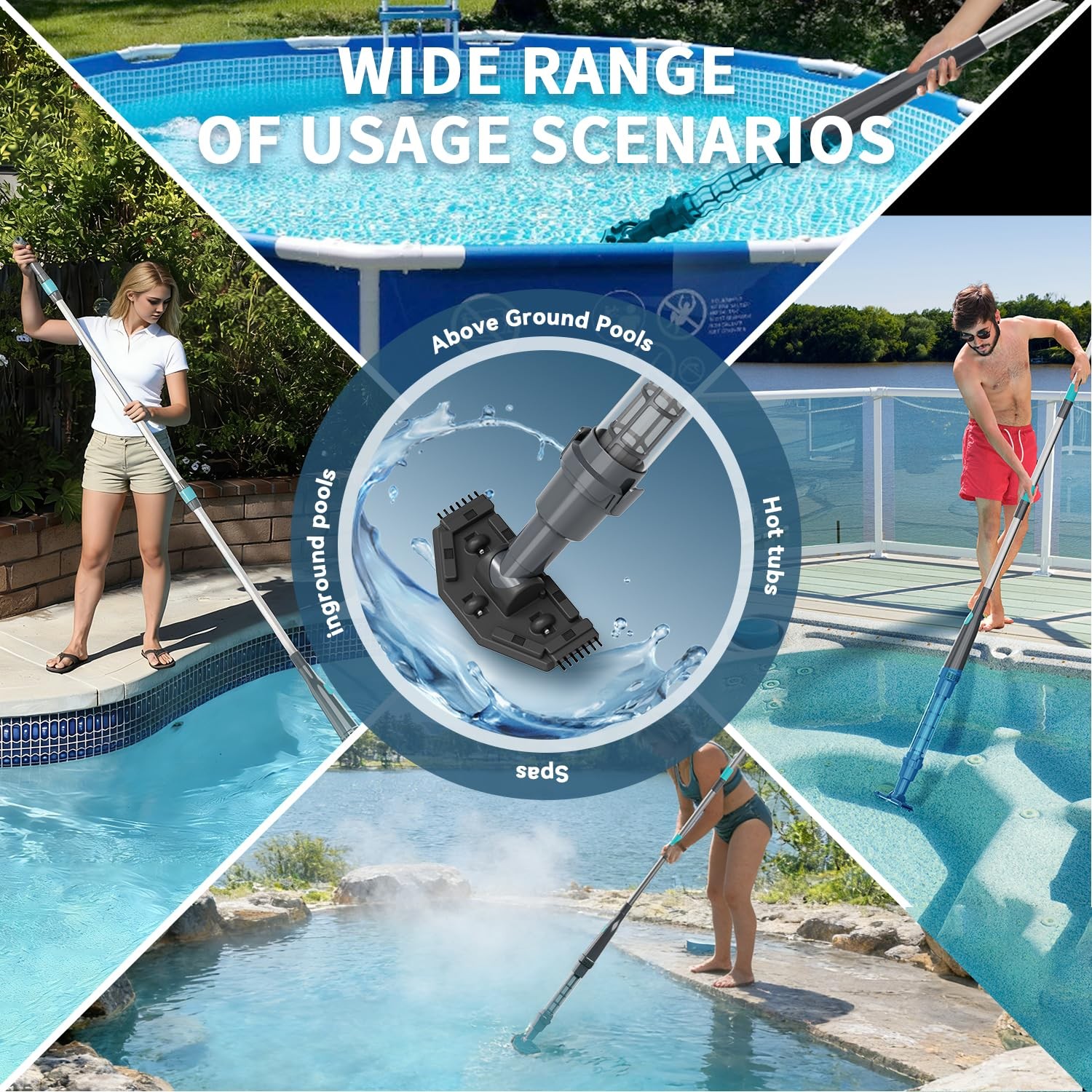 PoolMr Handheld Pool Vacuum for Above Ground & Hot Tub Vacuum, Black