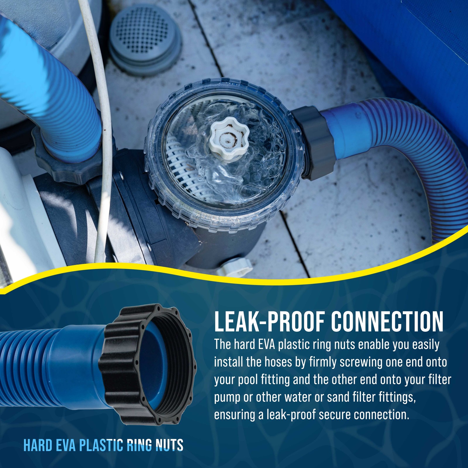 U.S. Pool Supply Above Ground Pool Hose 1.5″ Diameter x 59″, Blue, 2 Pack