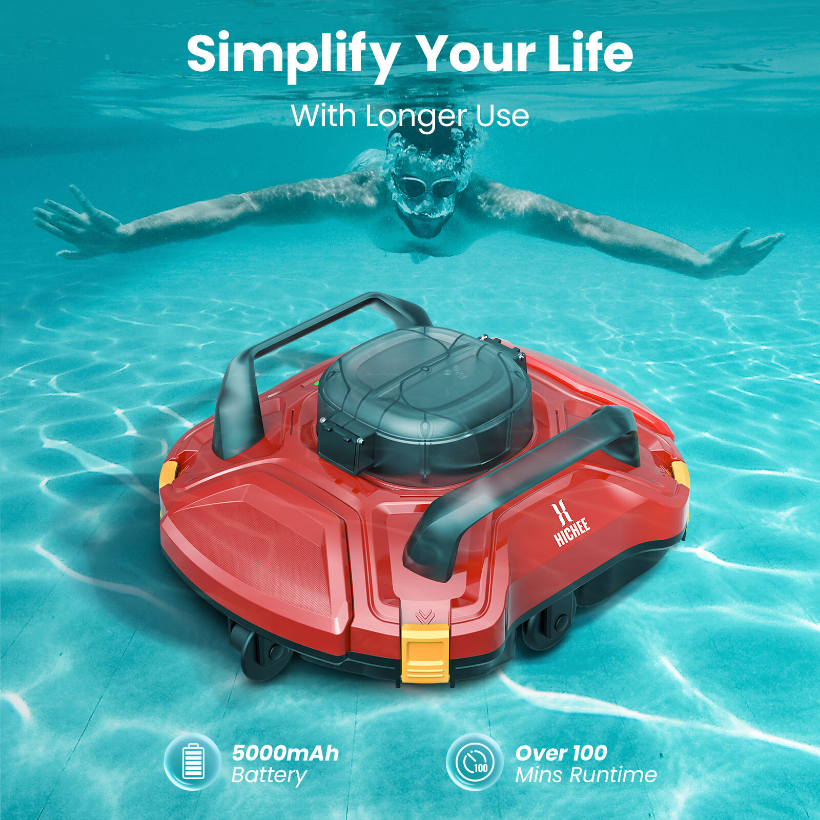 Cordless Pool Cleaner Vacuum Robotic For swimming pool Intelligent Navigation