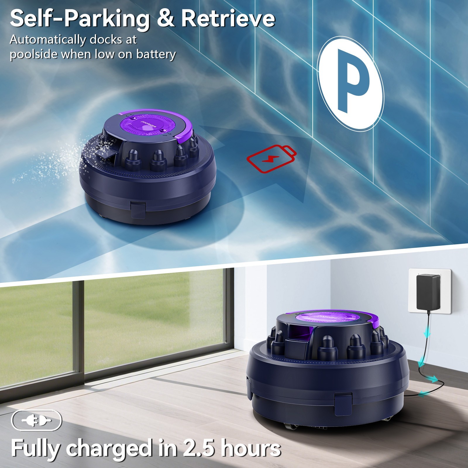 X1A Cordless Robotic Pool Vacuum for Above Ground Flat Pool up to 960 Sq.ft
