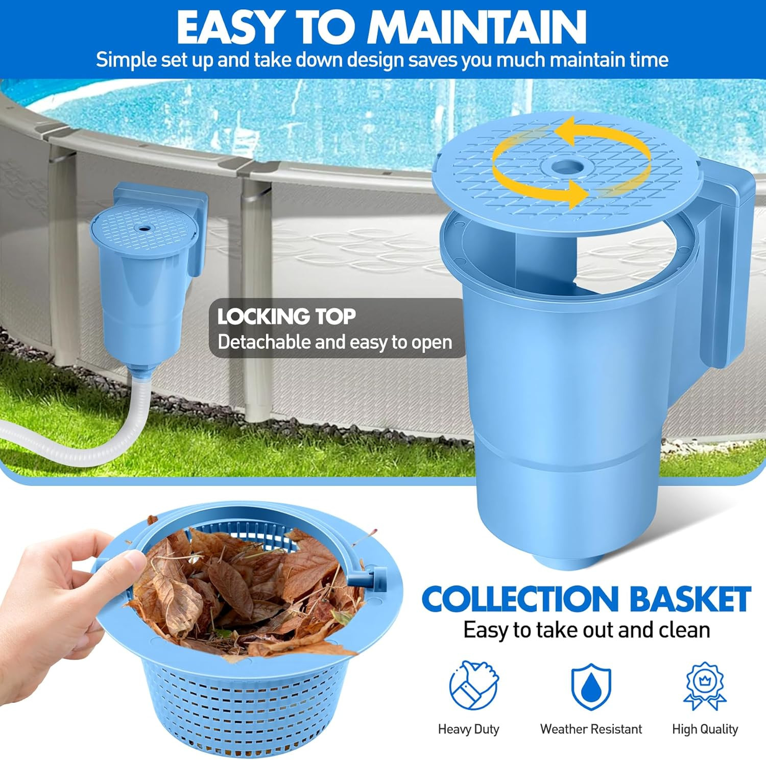 through Wall Skimmer for above Ground Pool, Heavy Duty Wall Mount Pool Skimmer K
