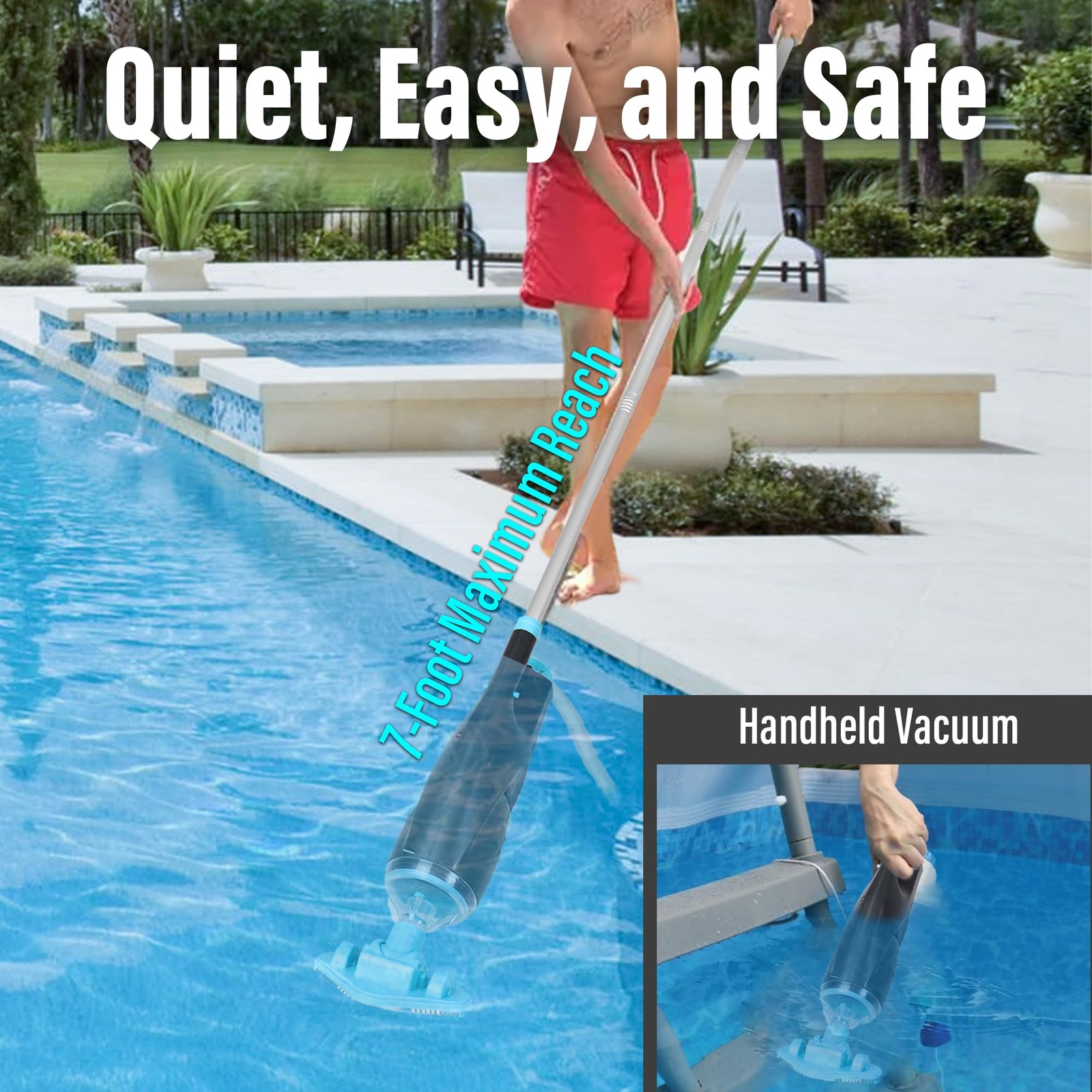 Cordless Handheld Pool Vacuum for Hot Tub Spa and Small Pools, Running time u…