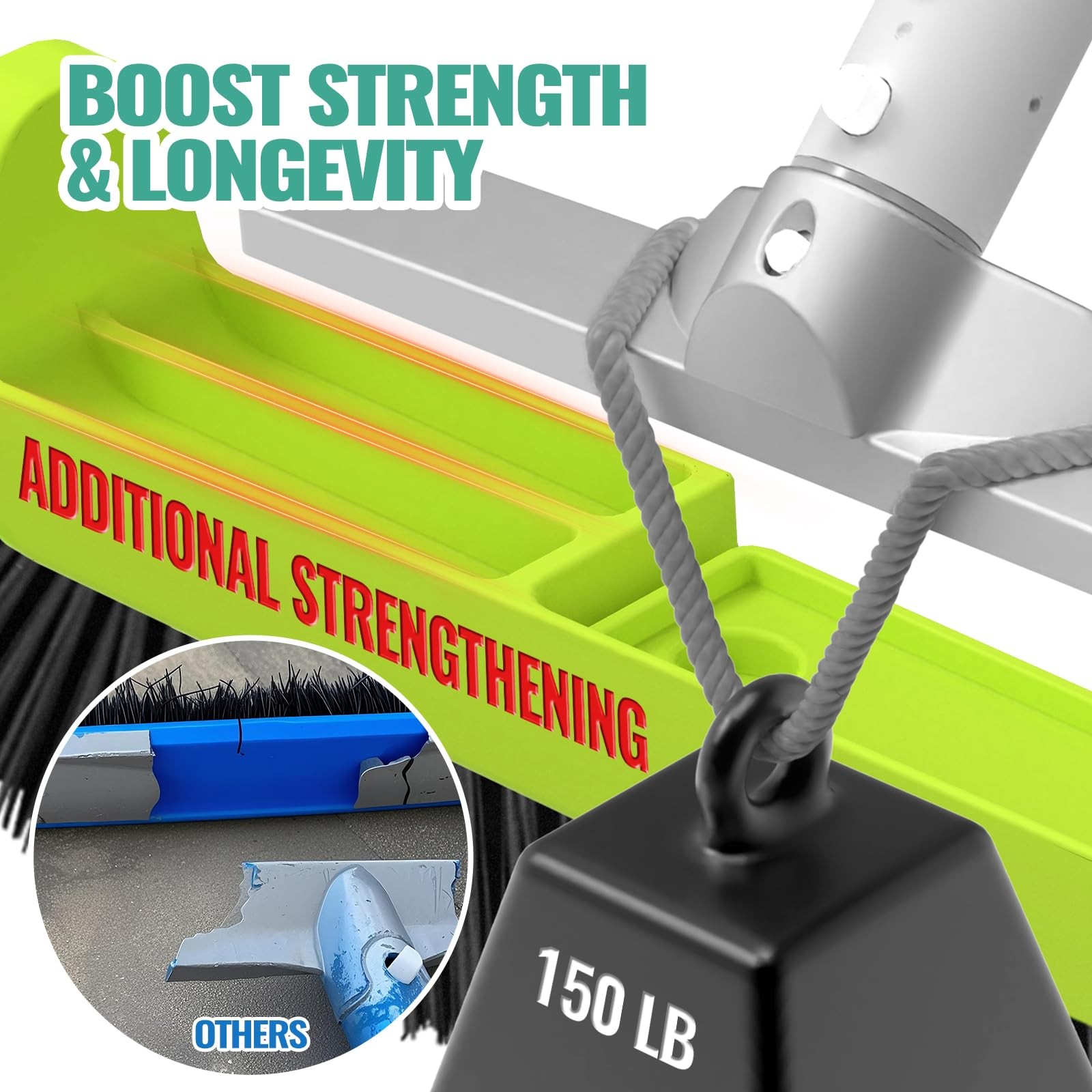 18″ Pool Brush Head for Cleaning Swimming Pool Walls, Curved Ends High-Efficienc
