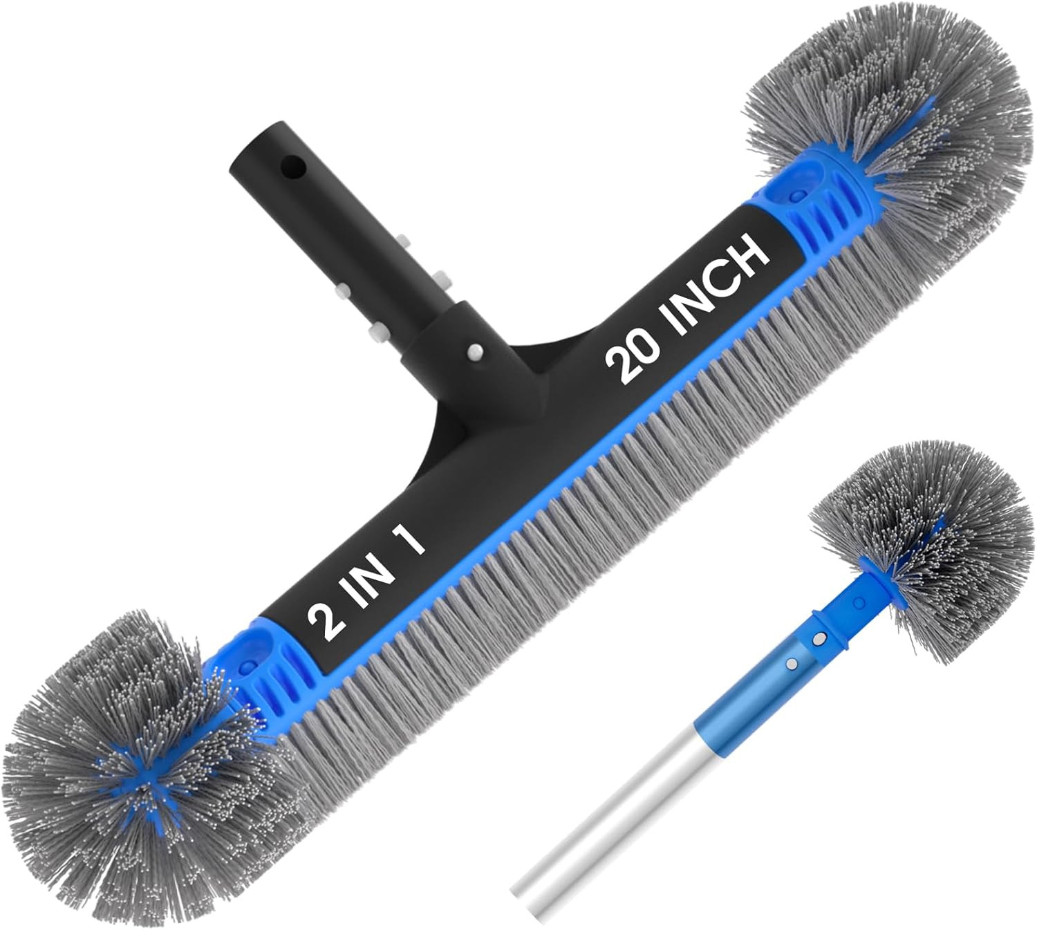 TidyMister 20” 2 in 1 Pool Brush Head Cobweb Duster Heavy Duty Pool Cleaning De