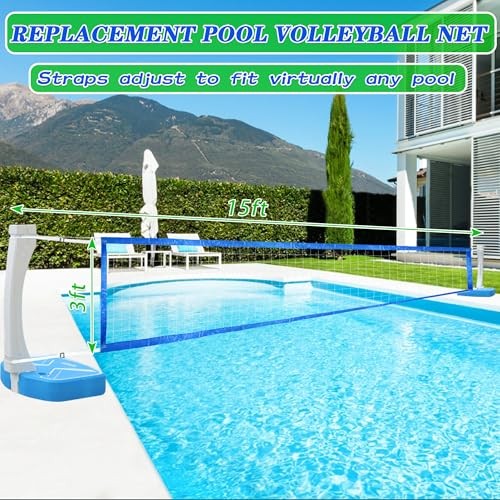 Pool Volleyball Net Replacement 15/20 Ft Extended Length 15Ft-26Ft 15×3 FT