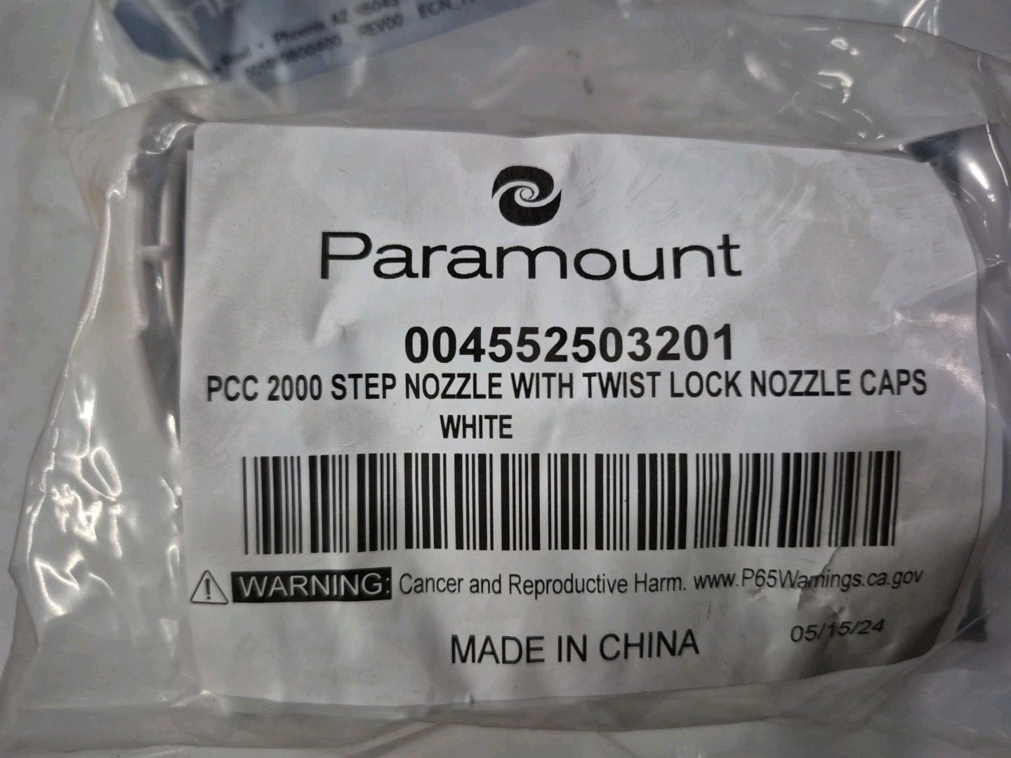 Paramount PCC 2000 Step Nozzle with Nozzle Caps White (004-552-5032-01)
