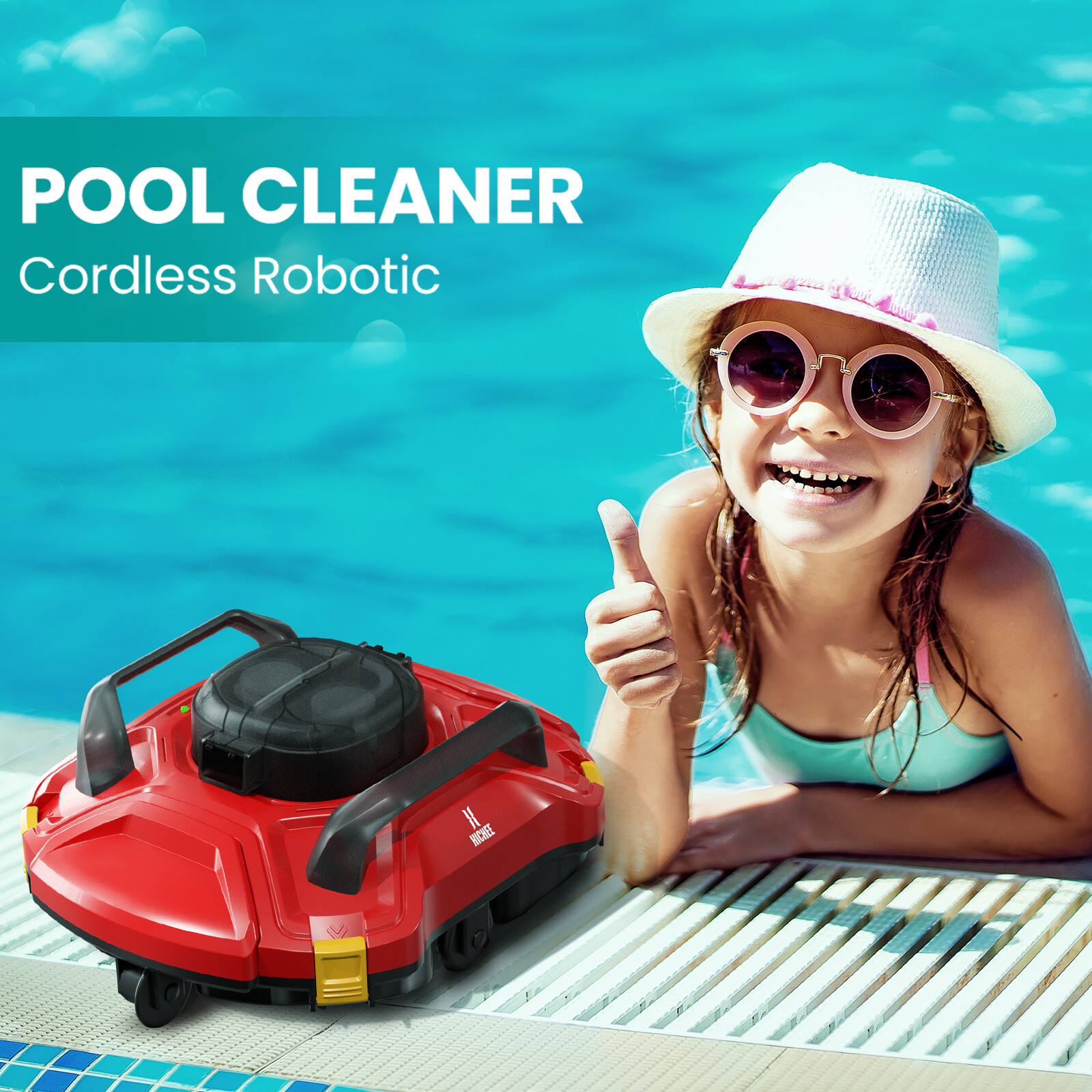 Automatic Pool Vacuum Cleaner Robotic Cordless WIth Dual-Motors LED Indicator