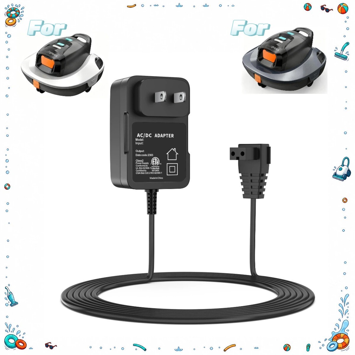12.6V AC Charger Compatible with Vidapool VRPC01,VRPC01-02 Pool Vacuum Cleaner