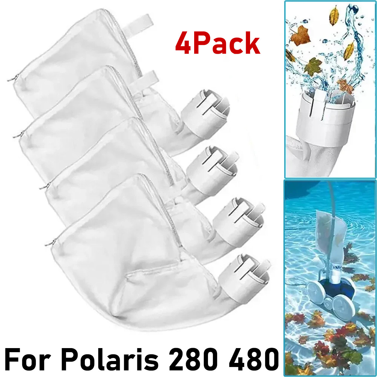 4 Pack Pool Cleaner Bags All Purpose Filter Bag for Polaris 280 480 Part K13 K16