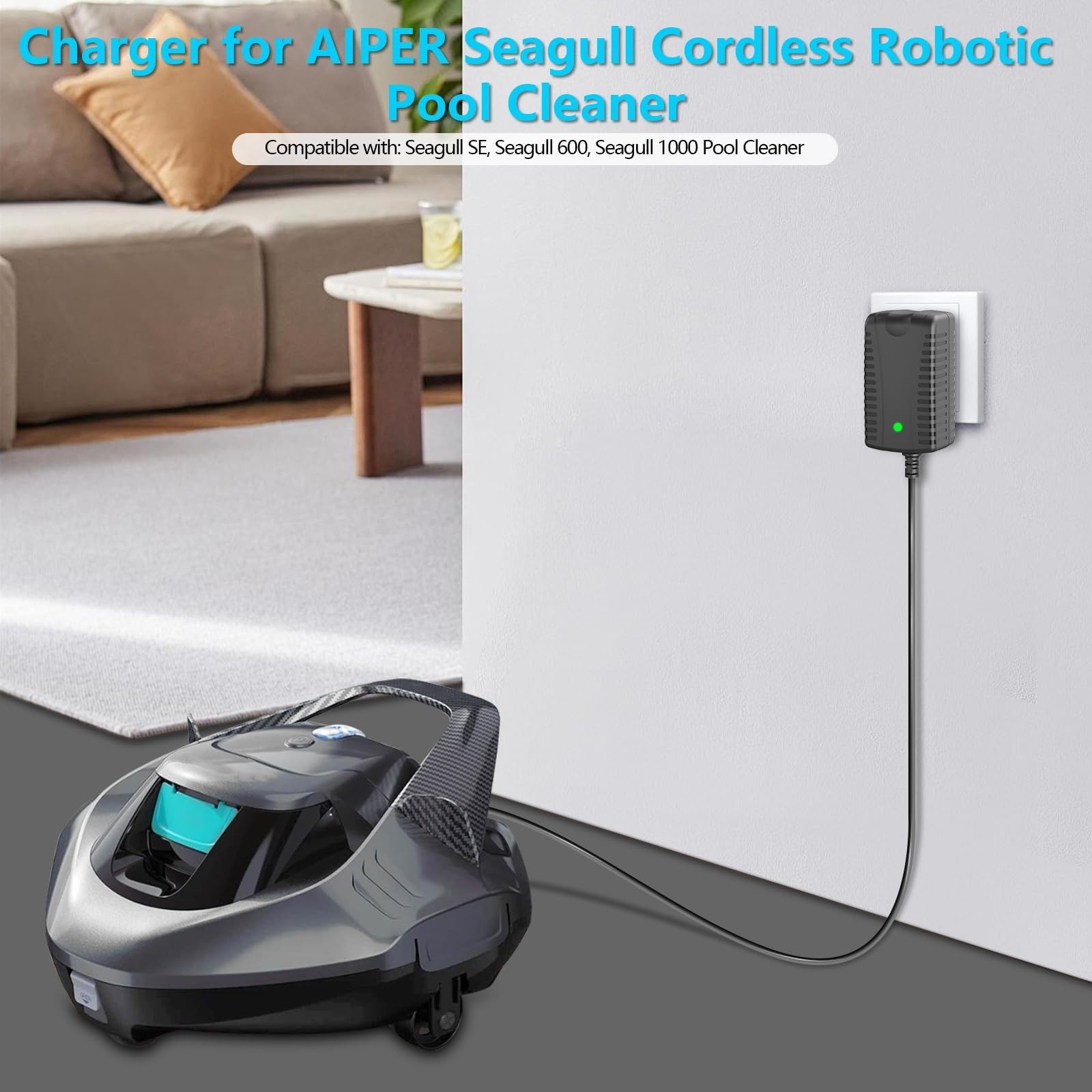 12.6V Charger for Cordless Robotic Pool Cleaner – Compatible with Seagull SE 600
