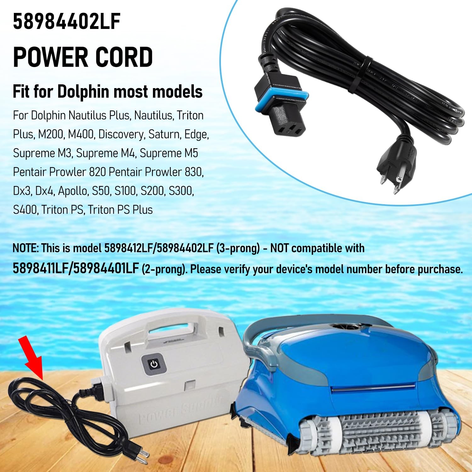 58984402L Black Power Cord Digital Supply Cable Parts Fit for