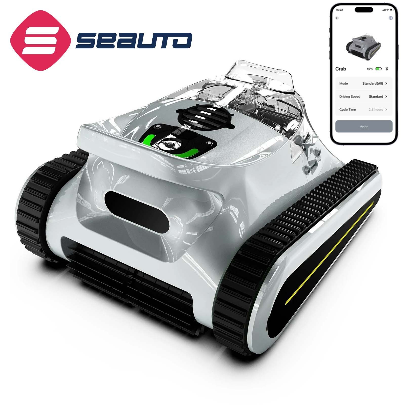 Seauto 3H Cordless Robotic Pool Cleaner Wall/Waterline Cleaning APP Control