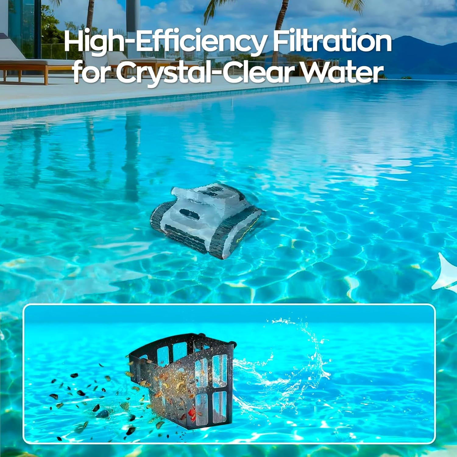 Pool Vacuum for Inground Pools & above Ground Pool, Cordless Robotic Pool Cleane