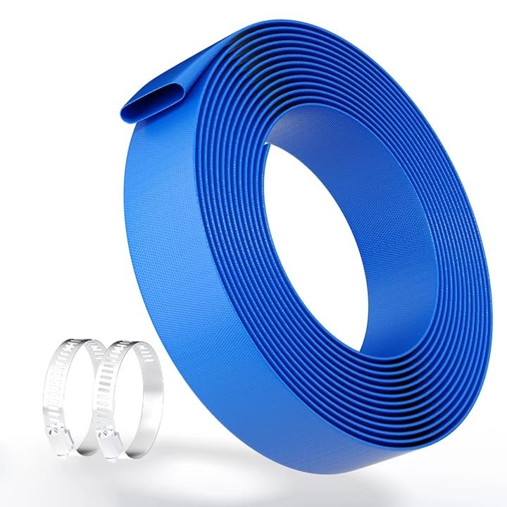 Lay Flat Discharge Hose 2inx50ft PVC Backwash Drain Hose with Clamp Hose