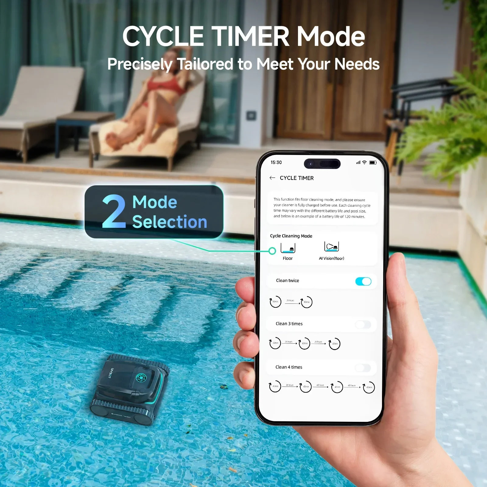 WYBOT B1 Pool Cleaner Wall Climb Cordless Robotic Pool Robot In-Ground Pools A
