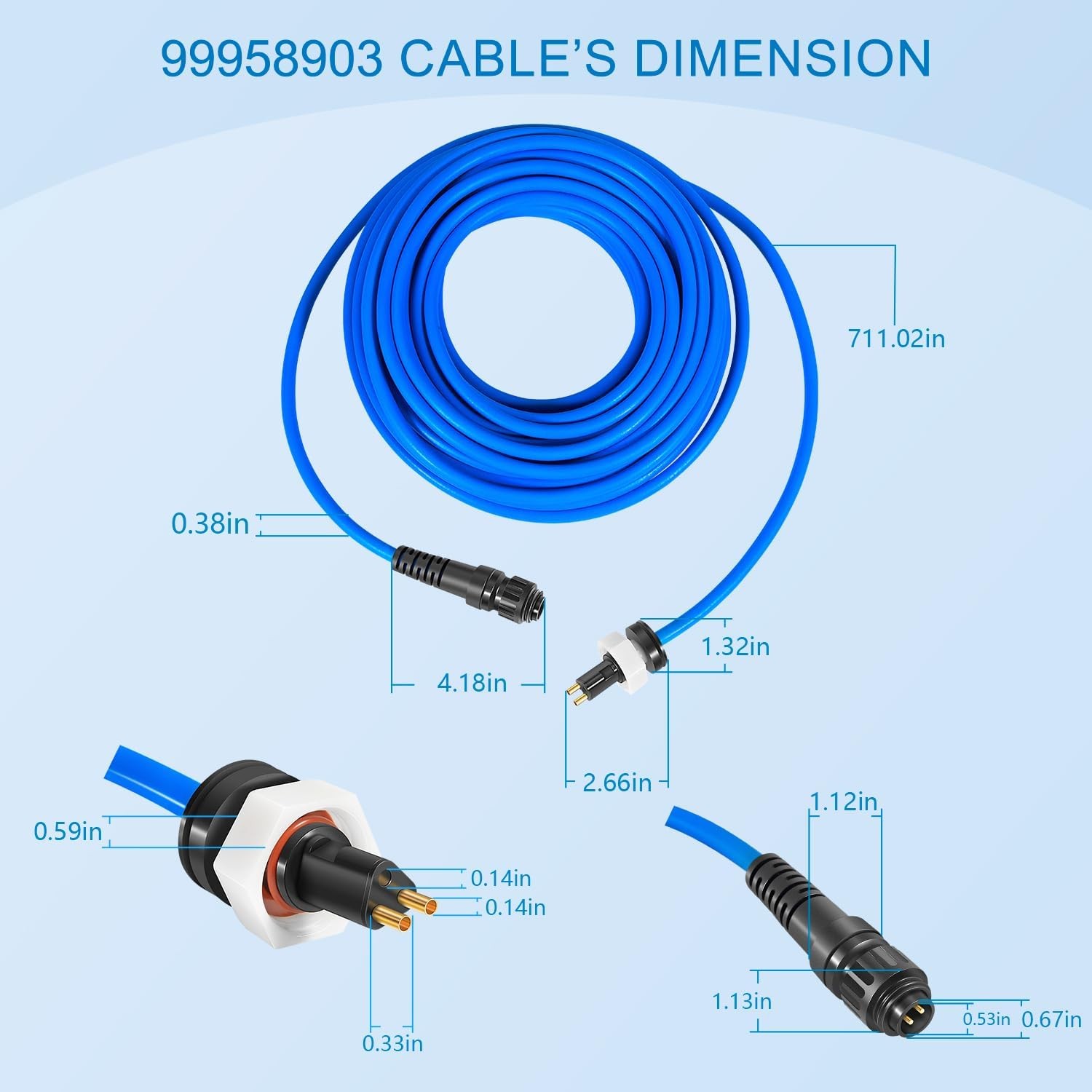99958903-DIY Cable Cord 2 Wire for Dolphin Maytronics Pool Cleaner S20018M 60ft