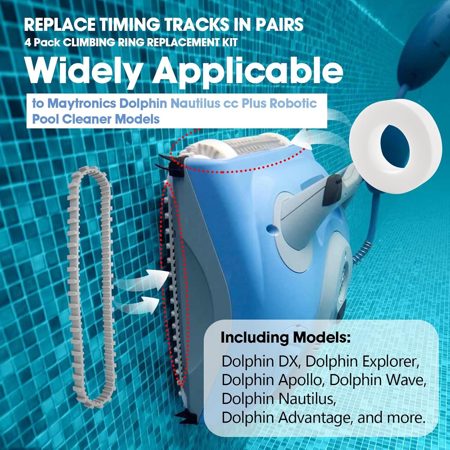 Dolphin Nautilus CC Plus Pool Cleaner Accessory Kit: Rings Tracks & Wheels New