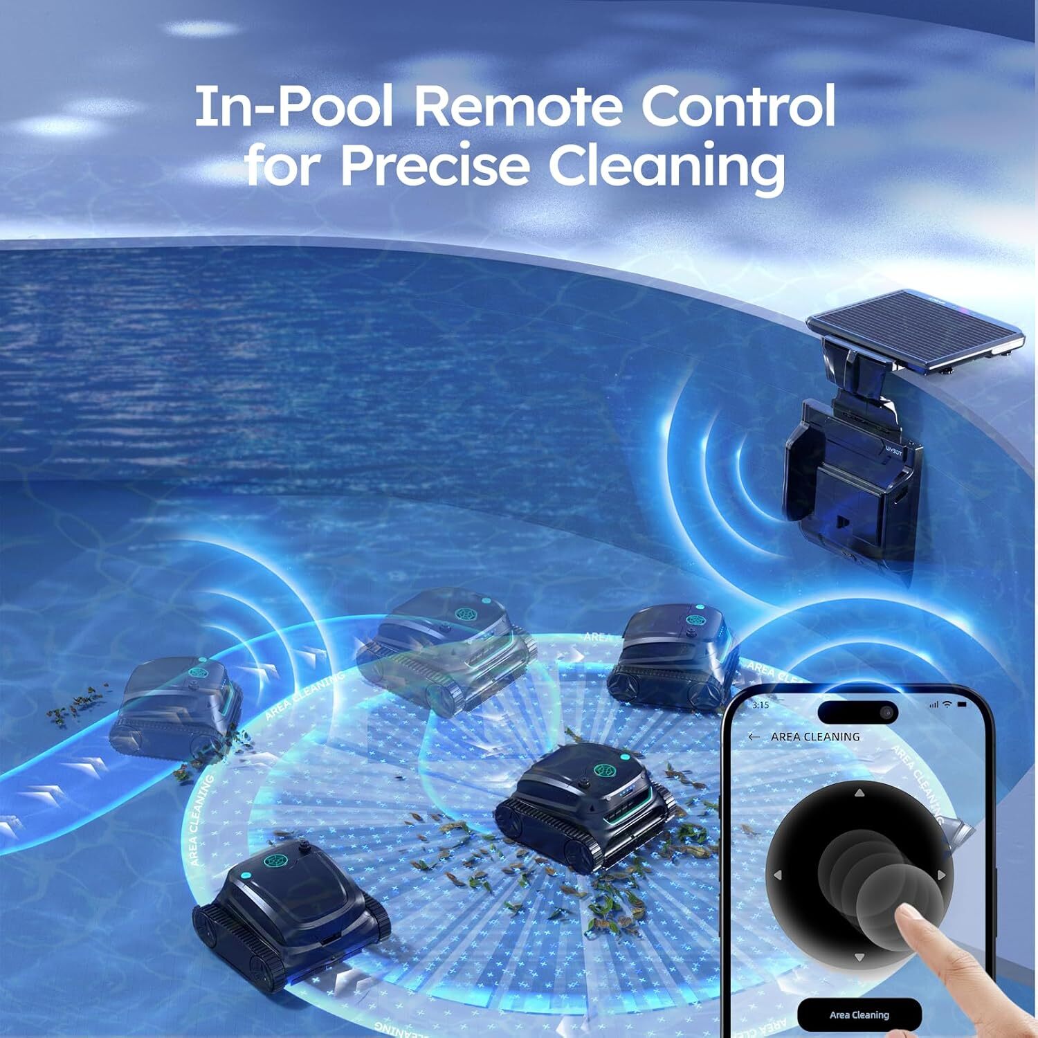 WYBOT S2 Solar Robotic Pool Cleaner Wall Climb Pool Vacuum Robot Auto Return