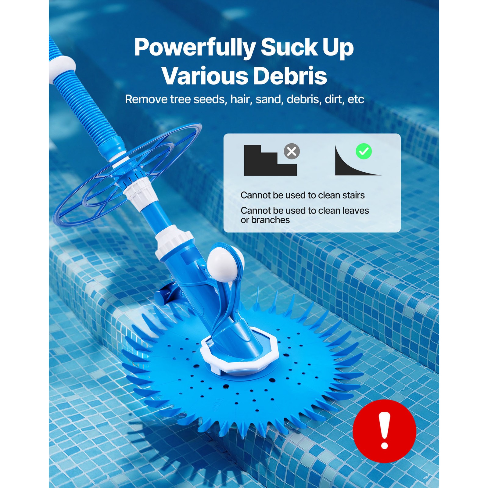 Uimoso Suction Pool Cleaner Vacuum Cleaner 12 Hoses for In/Above-ground Pool