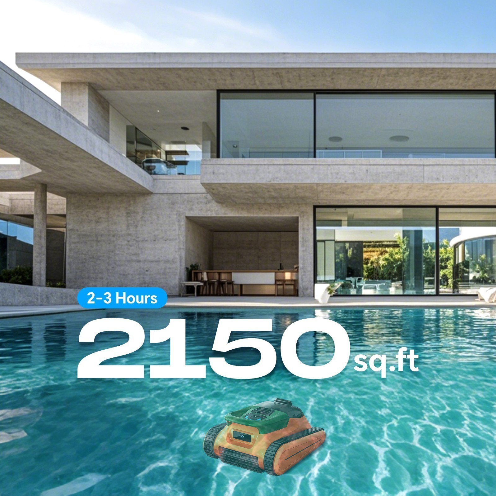 2026 Seauto Robotic Pool Cleaner Cordless 180W 45000Pa Suction Sonar Navigation