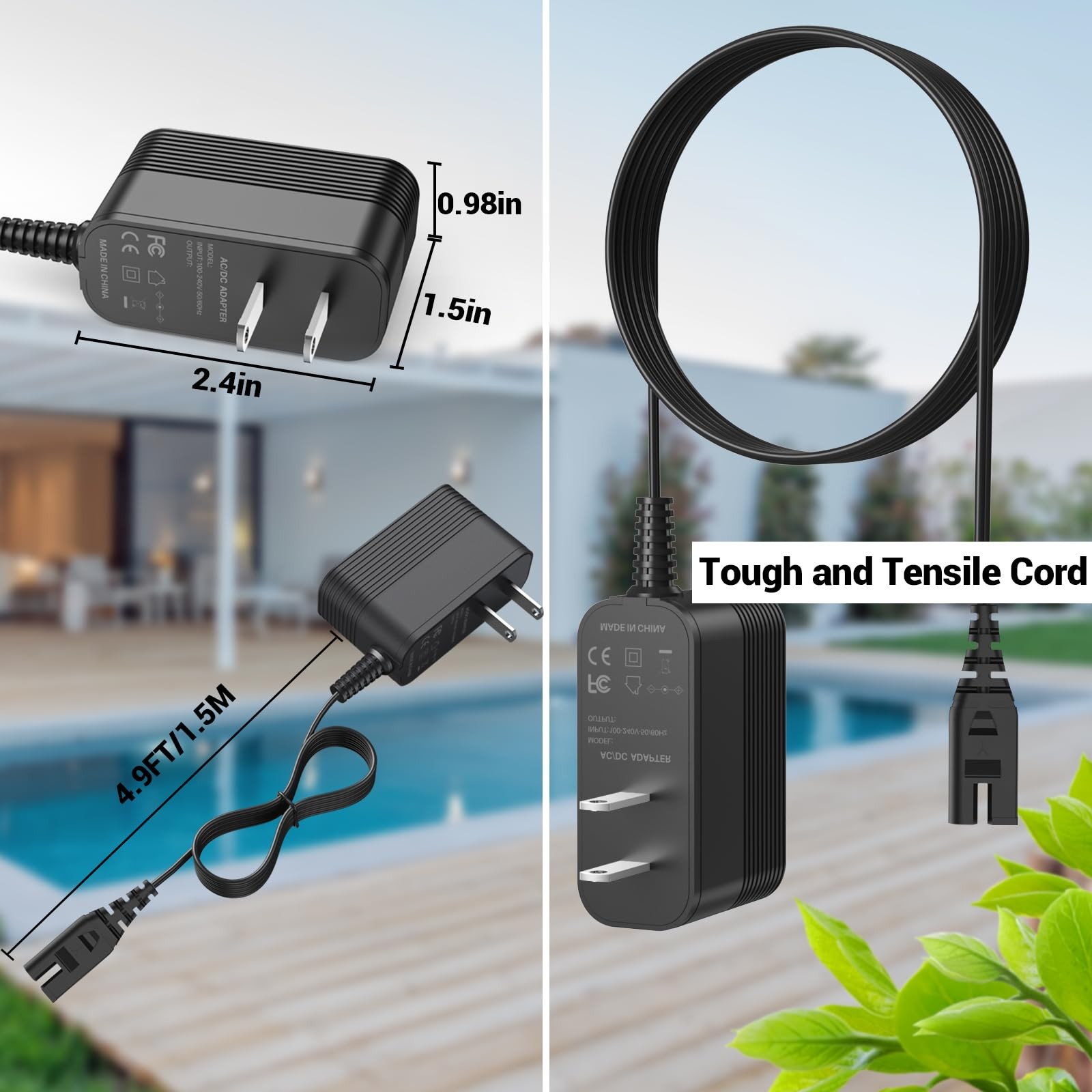 Power Cord for Pool Blaster Charger Compatible with Pool Blaster Vacuum 22151EL