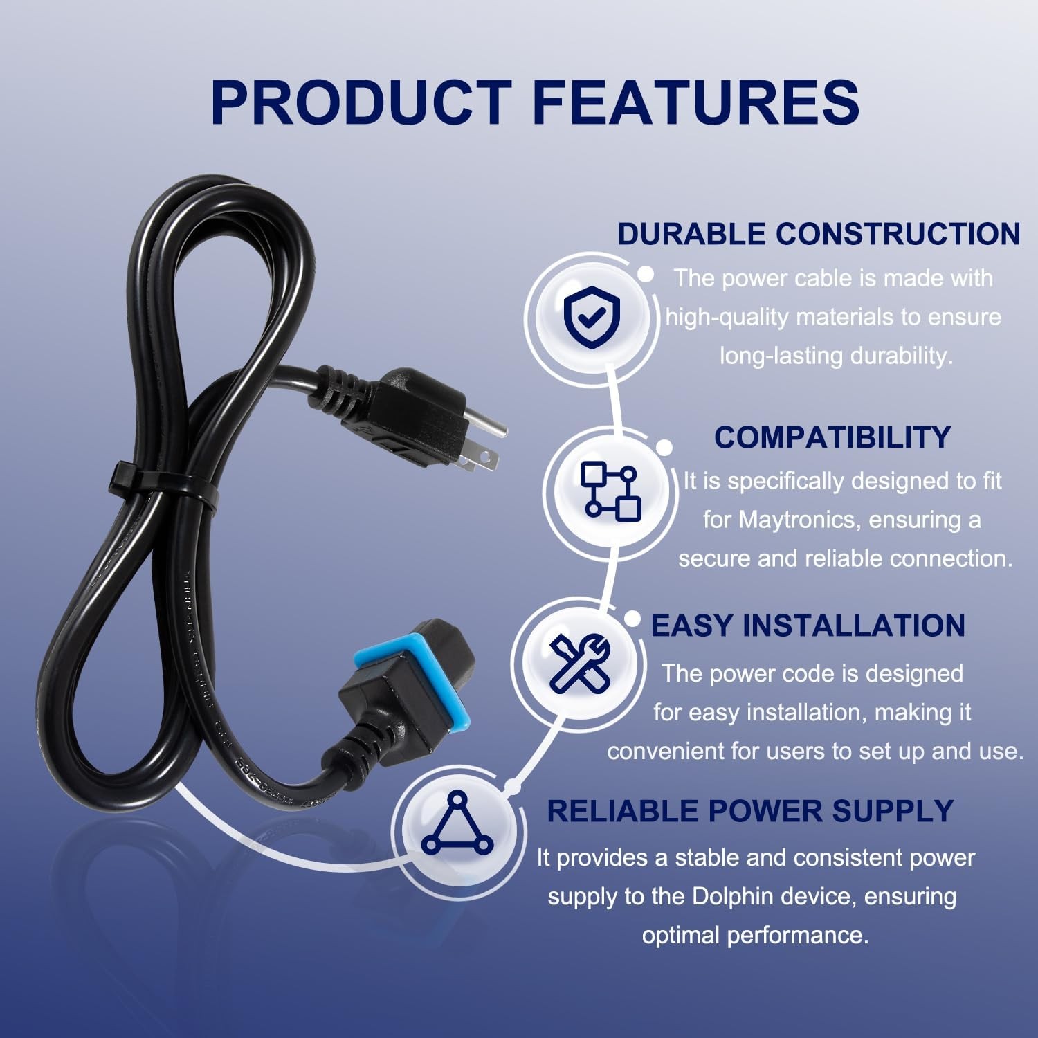 Power Cord 58984402L for Maytronics Dolphin Pool Cleaners Power Supply Devices
