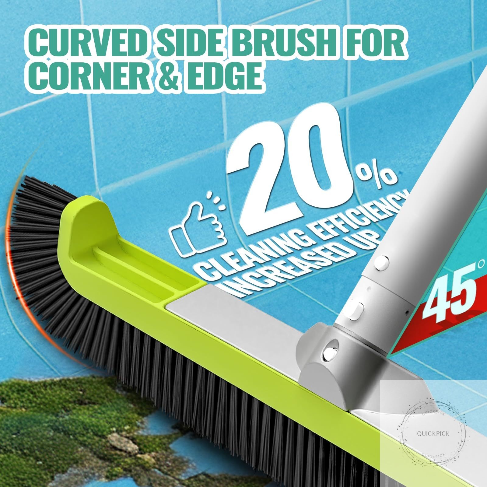 18″ Pool Brush Head for Cleaning Swimming Pool Walls Curved Ends High-Efficiency
