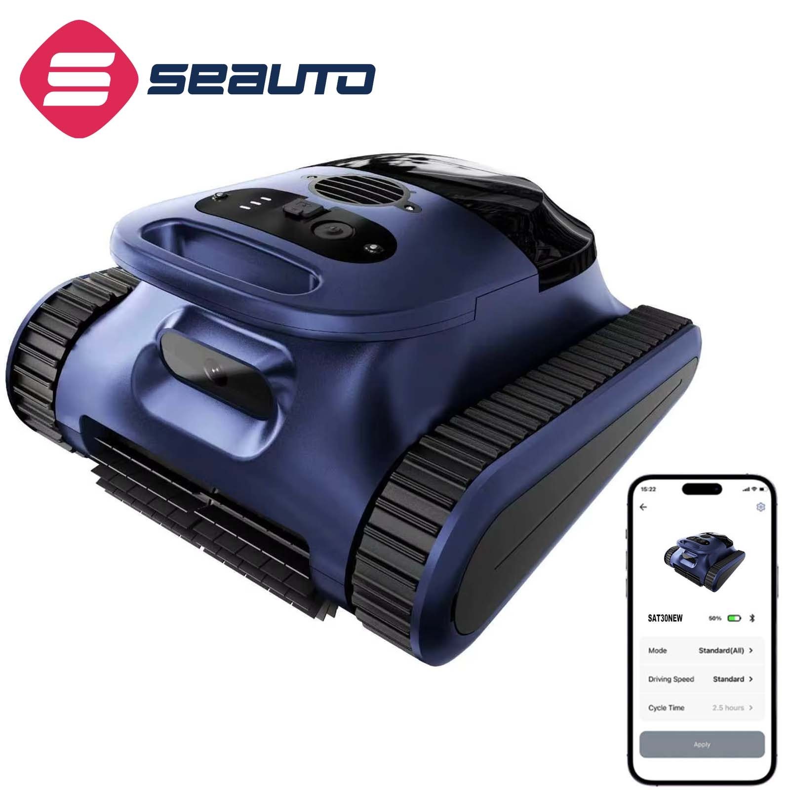 New Seauto SAT30 Pool Vacuum Robot 3 Modes Cleaner w/ Walls Cleaning APP Control