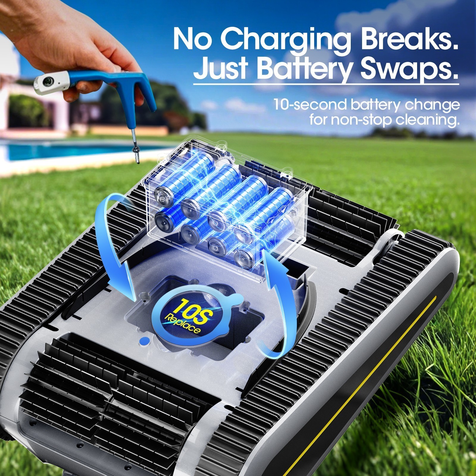 (2026 New) Seauto SAT30 Cordless Robotic Pool Cleaner Wall- Waterline Cleaning