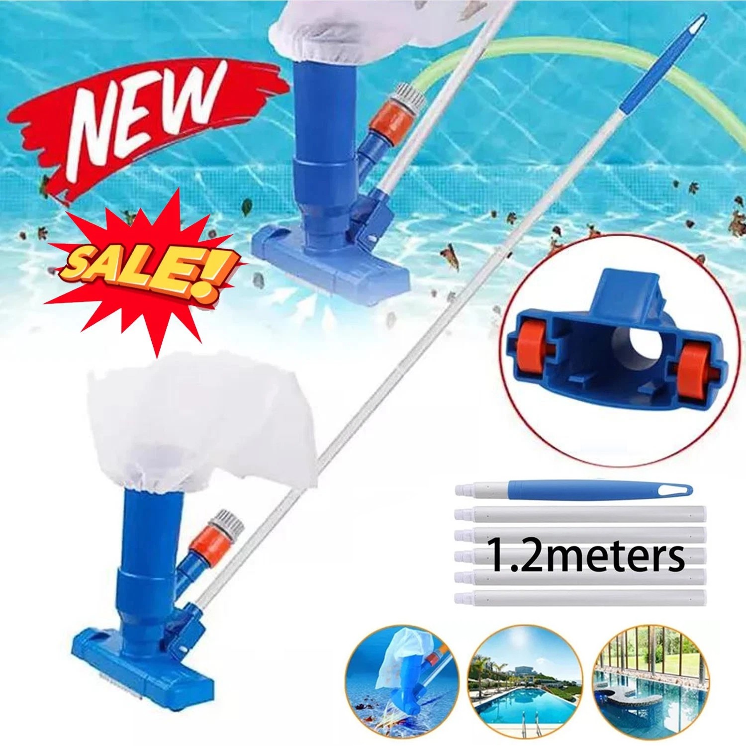 Pool Vacuum Handheld Spa Suction Underwater Cleaner for Above Ground Pools