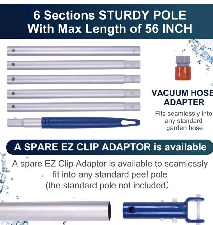 POOLAZA Portable Pool Vacuum Jet Underwater Vacuum Cleaner With 2 Mesh Bags