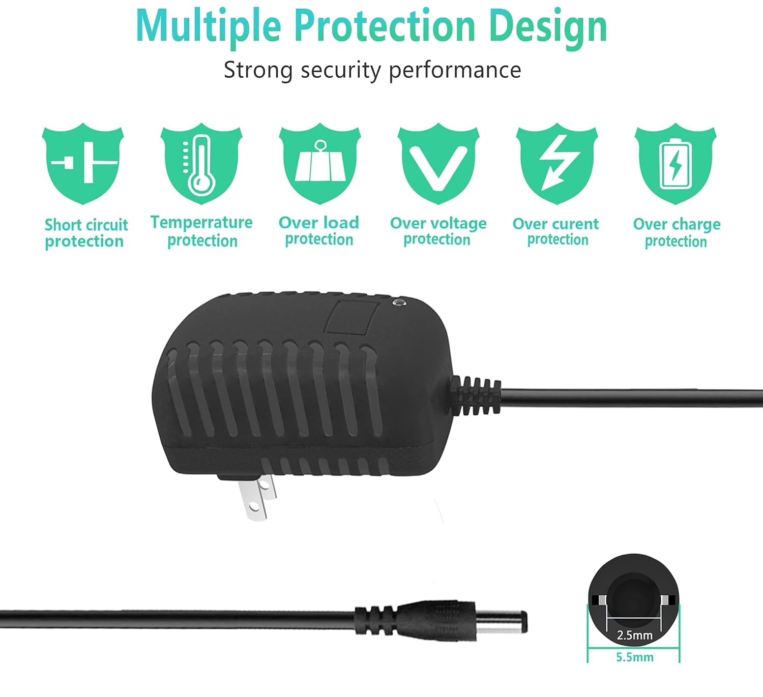 12V 2A DC Power Supply Adapter 24W AC Adapter 100-240V to 12V DC Converter | 12V