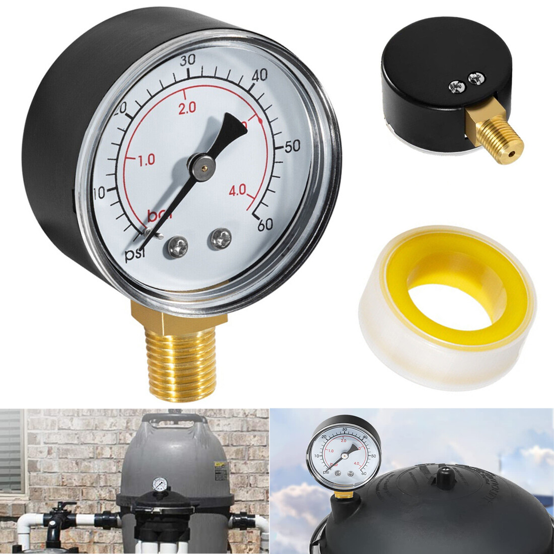 005-302-3590-00 Pressure Gauge for Paramount Caretaker Cleaning Valve Ultra Flex
