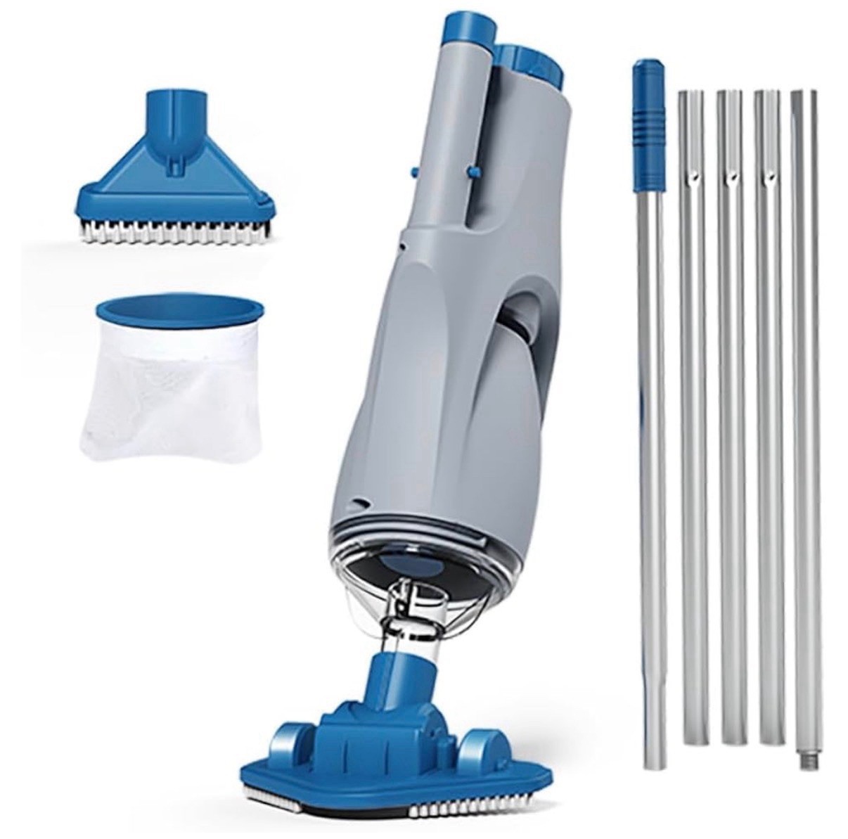 KOKIDO Cordless Handheld Pool Vacuum for Above Ground Pool, with 6ft Pole and 2
